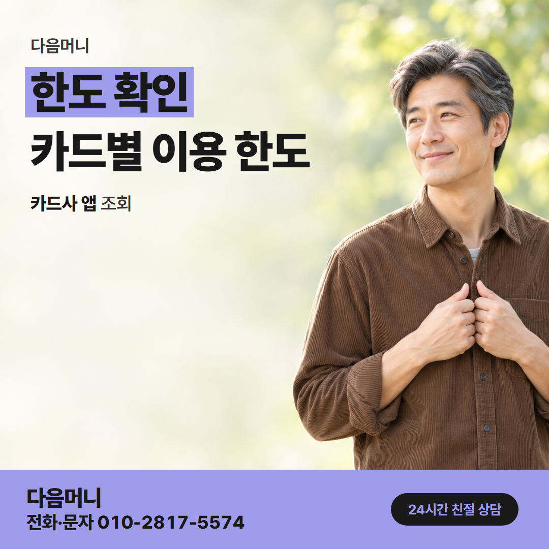 다음머니 우리카드깡 카드사 앱 조회 화면